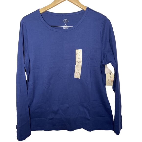 St. John’s Bay Essential Size XL Blue Crewneck Long Sleeve Stretch Cotton New! - Picture 1 of 11